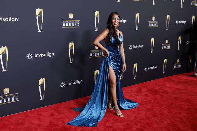 RECORD DATE NOT STATED Diana Flores arrives on the red carpet at the 2026 NFL, American Football Herren, USA Honors presented by Invisalign in the days leading up to Super Bowl LX in San Francisco on Thursday, February 5, 2026. The New England Patriots will play the Seattle Seahawks in Super Bowl LX at Levi s Stadium in Santa Clara on Sunday, February 8, 2026.  SBP20260205370 JOHNxANGELILLO
