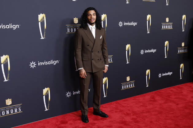 RECORD DATE NOT STATED Rapper Jay Cinco arrives on the red carpet at the 2026 NFL, American Football Herren, USA Honors presented by Invisalign in the days leading up to Super Bowl LX in San Francisco on Thursday, February 5, 2026. The New England Patriots will play the Seattle Seahawks in Super Bowl LX at Levi s Stadium in Santa Clara on Sunday, February 8, 2026.  SBP20260205390 JOHNxANGELILLO