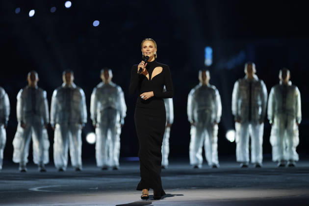 (260207) -- MILAN, Feb. 7, 2026 -- Actress Charlize Theron performs during the opening ceremony of the Milan-Cortina 2026 Olympic Winter games, Winterspiele,Spiele, Summer games at the San Siro Olympic Stadium in Milan, Italy, Feb. 6, 2026. ) (MICO2026)ITALY-MILAN-CORTINA 2026-OLYMPIC WINTER GAMES-OPENING CEREMONY LixMing 