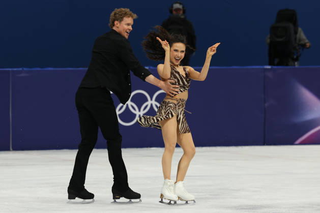 February 9, 2026, Milan, Lombardy, Italy: MADISON CHOCK and EVAN BATES of USA in the Ice Dance Rhythm Dance of the Figure skating, Eiskunstlauf Team Event at the Milano Cortina 2026 Winter Olympic Games, Olympische Spiele, Olympia, OS Milan Italy - ZUMAc179 20260209_oly_c179_163 Copyright: xMickaelxChavetx