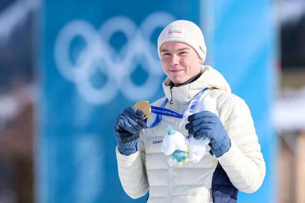 Olympische Winterspiele Milano Cortina 2026 Nordische Kombination Einzel Gundersen Normalschanze 10km am 11.02.2026 im Tesero Cross-Country Skiing Stadium in Cortina d™Ampezzo Jens Luraas Oftebro ( Norwegen ) gewinnt die Gold Medaille