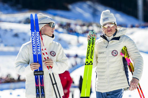 Winter Olympics in Milan Cortina 2026 Val di Fiemme, Italy 20260213 Johannes Hoesflot Klaebo from Norway and Einar Hedegart from Norway on the podium after the men s cross country 10 km skating on Lago di Tesero during the Winter Olympics in Milan Cortina 2026 Photo Lise Aaserud NTB Val di Fiemme Italy EDITORIAL USE ONLY RESTRICTED USE FOR BETTING COMPANIES  Copyright: xLisexAaserudx xNTBx