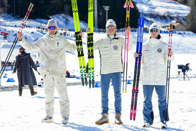 Winter Olympics in Milan Cortina 2026 Val di Fiemme, Italy 20260213 Mathis Desloges from France, Johannes Hoesflot Klaebo from Norway and Einar Hedegart from Norway on the podium after the cross country 10 km skating for men on Lago di Tesero during the Winter Olympics in Milano Cortina 2026 Photo Lise Aaserud NTB Val di Fiemme Italy EDITORIAL USE ONLY RESTRICTED USE FOR BETTING COMPANIES  Copyright: xLisexAserudx xNTBx