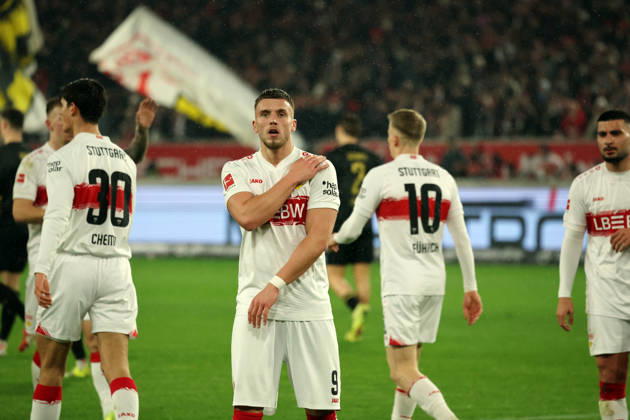 14.02.26 VfB Stuttgart - 1. FC Köln Deutschland, Stuttgart, 14.02.2026, Fussball, Bundesliga, Saison 2025 2026, VfB Stuttgart - 1. FC Köln: Ermedin Demirovic (VfB Stuttgart); Jubel Tor 1:0 Demirovic.