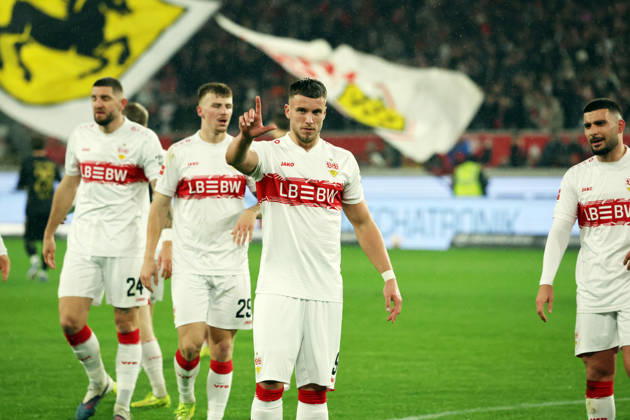 14.02.26 VfB Stuttgart - 1. FC Köln Deutschland, Stuttgart, 14.02.2026, Fussball, Bundesliga, Saison 2025 2026, VfB Stuttgart - 1. FC Köln: Ermedin Demirovic (VfB Stuttgart); Jubel Tor 1:0 Demirovic.