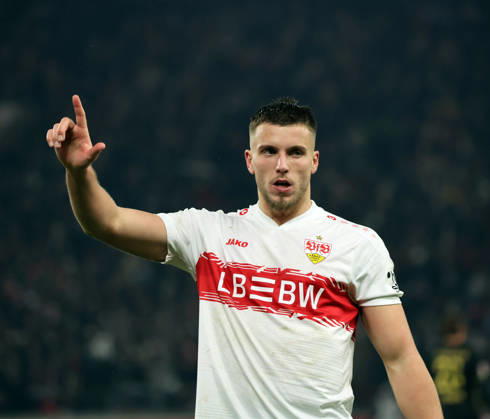 14.02.26 VfB Stuttgart - 1. FC Köln Deutschland, Stuttgart, 14.02.2026, Fussball, Bundesliga, Saison 2025 2026, VfB Stuttgart - 1. FC Köln: Ermedin Demirovic (VfB Stuttgart); Jubel Tor 2:1 Demirovic.