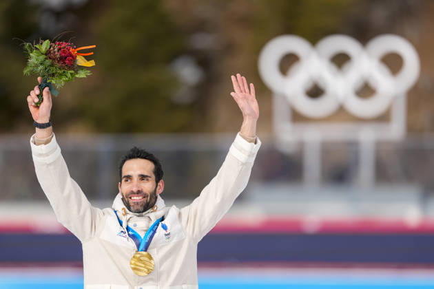 Winter Olympics in Milan Cortina 2026 Anterselva, Italy 20260215 Martin Fourcade of France receives the gold medal during a special ceremony for the redistribution of Olympic medals during the Milan Cortina 2026 Winter Olympics Photo Heiko Junge NTB Anterselva Italy EDITORIAL USE ONLY RESTRICTED USE FOR BETTING COMPANIES  Copyright: xHeikoxJungex xNTBx