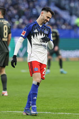 2026.02.14 xfsx Fussball 1. Bundesliga Hamburger Sportverein - 1.FC Union Berlin v.l. Fabio Daniel Ferreira Vieira (Hamburger SV ,20) enttaeuscht, enttaeusch schauend, dissapointed, traurig, frustriert, frust, gefrustet (DFL regulations prohibit any use of photographs as image sequences and or quasi-video. Copyright: HMBxMedia FernandoxSoares