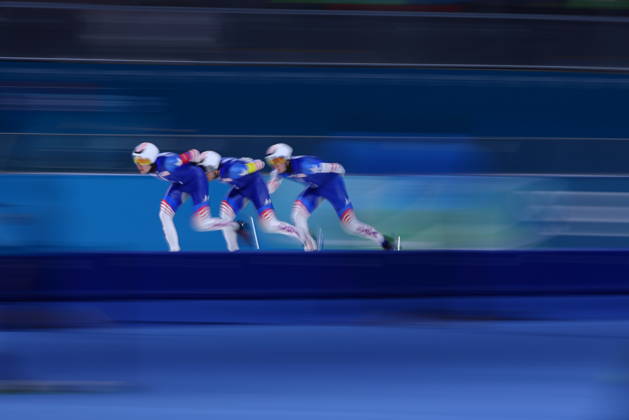 United States of America team group, Mannschaftsbild, Totale (USA), FEBRUARY 15, 2026 - Speed skating, Eisschnelllauf : Men s Team Pursuit Quarter-final during the Milano Cortina 2026 Olympic Winter games, Winterspiele,Spiele, Summer games at Milano Speed Skating Stadium in Milan, Italy. Noxthirdxpartyxsales aflo_320116971