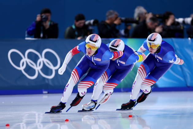 United States of America team group, Mannschaftsbild, Totale (USA), FEBRUARY 15, 2026 - Speed skating, Eisschnelllauf : Men s Team Pursuit Quarter-final during the Milano Cortina 2026 Olympic Winter games, Winterspiele,Spiele, Summer games at Milano Speed Skating Stadium in Milan, Italy. Noxthirdxpartyxsales aflo_320116972