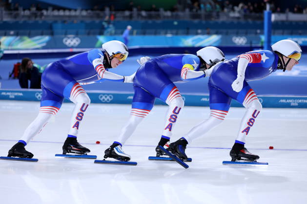 United States of America team group, Mannschaftsbild, Totale (USA), FEBRUARY 15, 2026 - Speed skating, Eisschnelllauf : Men s Team Pursuit Quarter-final during the Milano Cortina 2026 Olympic Winter games, Winterspiele,Spiele, Summer games at Milano Speed Skating Stadium in Milan, Italy. Noxthirdxpartyxsales aflo_320116977