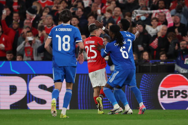 FBL-UEFA Champions League 2025-26 SL Benfica - Real Madrid Gianluca Prestianni (S.L.Benfica) Gianluca Prestianni of Benfica confronts Vinicius Junior and tries to provoke him Vinicius Junior (Real Madrid) during UEFA Champions League 2025-26 KO play-offs match between Lisboa e Benfica and Real Madrid at Estadio da Luz on Thursday 17 February 2026 in Lisbon, Portugal Copyright: JoaquimxFerreira
