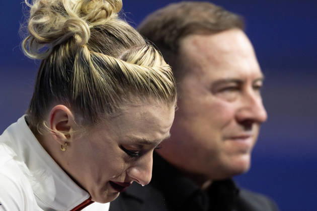 February 17, 2026, Milano, Lombardy, Italy: Amber Glenn of the United States reacts after her performance and is in 13th place in the Women Figure skating, Eiskunstlauf Short Program during the 2026 Winter Olympics at the Milano Ice Skating Arena on Tuesday in Milano. Milano Italy - ZUMAj89_ 20260217_oly_j89_078 Copyright: xPaulxKitagakixJr.x