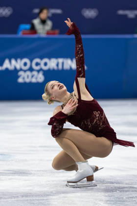 February 17, 2026, Milano, Lombardy, Italy: Amber Glenn of the United States perform in the Women Figure skating, Eiskunstlauf Short Program during the 2026 Winter Olympics at the Milano Ice Skating Arena on Tuesday in Milano. Milano Italy - ZUMAj89_ 20260217_oly_j89_073 Copyright: xPaulxKitagakixJr.x