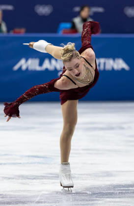 February 17, 2026, Milano, Lombardy, Italy: Amber Glenn of the United States perform in the Women Figure skating, Eiskunstlauf Short Program during the 2026 Winter Olympics at the Milano Ice Skating Arena on Tuesday in Milano. Milano Italy - ZUMAj89_ 20260217_oly_j89_071 Copyright: xPaulxKitagakixJr.x