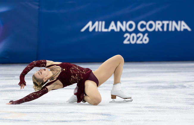 February 17, 2026, Milano, Lombardy, Italy: Amber Glenn of the United States perform in the Women Figure skating, Eiskunstlauf Short Program during the 2026 Winter Olympics at the Milano Ice Skating Arena on Tuesday in Milano. Milano Italy - ZUMAj89_ 20260217_oly_j89_068 Copyright: xPaulxKitagakixJr.x
