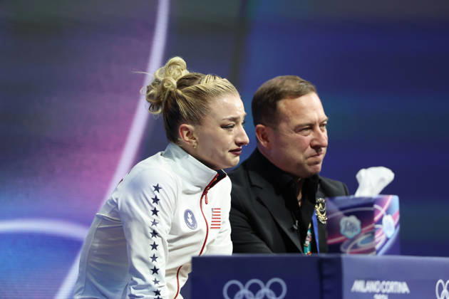 February 17, 2026, Milan, Lombardy, Italy: Amber Glenn of Team United States competes in the womens ice skating short program during the Milano Cortina 2026 Olympic Winter games, Winterspiele,Spiele, Summer games at Milano Ice Skating Arena. Milan Italy - ZUMAm117 20260217_oly_m117_069 Copyright: xDavidxMcIntyrex