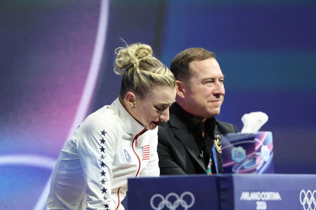 February 17, 2026, Milan, Lombardy, Italy: Amber Glenn of Team United States competes in the womens ice skating short program during the Milano Cortina 2026 Olympic Winter games, Winterspiele,Spiele, Summer games at Milano Ice Skating Arena. Milan Italy - ZUMAm117 20260217_oly_m117_071 Copyright: xDavidxMcIntyrex
