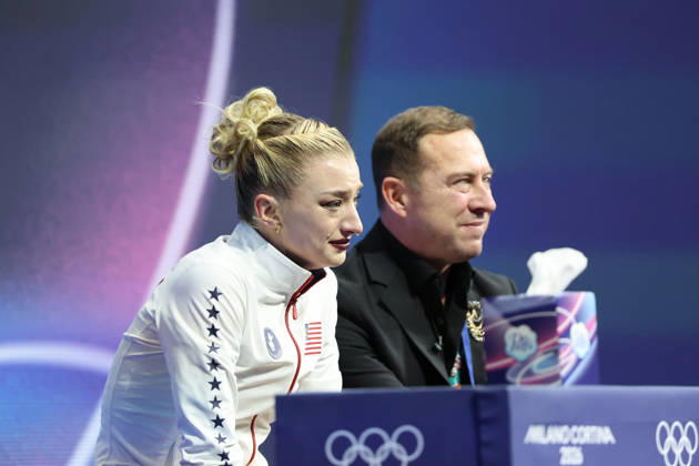 February 17, 2026, Milan, Lombardy, Italy: Amber Glenn of Team United States competes in the womens ice skating short program during the Milano Cortina 2026 Olympic Winter games, Winterspiele,Spiele, Summer games at Milano Ice Skating Arena. Milan Italy - ZUMAm117 20260217_oly_m117_072 Copyright: xDavidxMcIntyrex