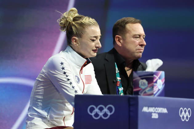 February 17, 2026, Milan, Lombardy, Italy: Amber Glenn of Team United States competes in the womens ice skating short program during the Milano Cortina 2026 Olympic Winter games, Winterspiele,Spiele, Summer games at Milano Ice Skating Arena. Milan Italy - ZUMAm117 20260217_oly_m117_074 Copyright: xDavidxMcIntyrex