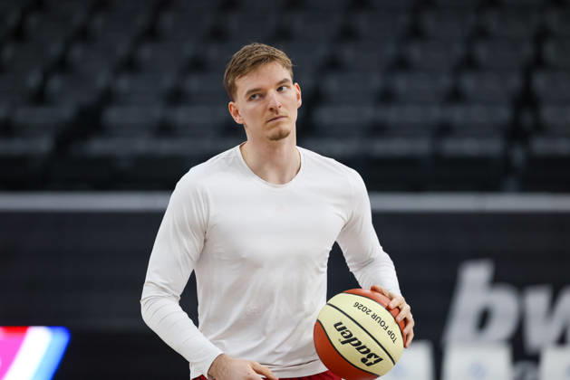 Justuz Hollatz (FC Bayern Basketball, 21), GER, FC Bayern Basketball, Training, Basketball, BBL Pokal, BMW TOP FOUR, Saison 2025 2026, 20.02.2026, GER, FC Bayern Basketball, Training, Basketball, BBL Pokal, BMW TOP FOUR, Saison 2025 2026, 20.02.2026 Muenchen Copyright: xEibner-Pressefoto JennixMaulx EP_JML