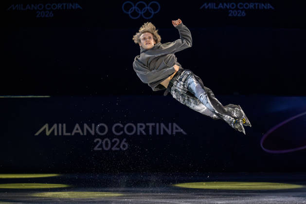 February 21, 2026, Milan, Lombardy, Italy: Team America s LLIA MALININ performs at the Figure skating, Eiskunstlauf Exhibition Gala at the Milano Cortina 2026 Winter Olympics. Milan Italy - ZUMAh234 20260221_oly_h234_003 Copyright: xMarkxEdwardxHarrisx