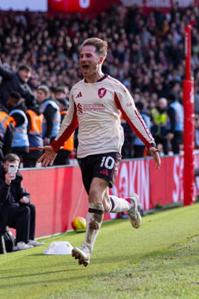 Football - FA Premier League - Nottingham Forest FC v Liverpool FC NOTTINGHAM, ENGLAND - Sunday, February 22, 2026: Liverpool s Alexis Mac Allister celebrates after scoring the first goal during the FA Premier League match between Nottingham Forest FC and Liverpool FC at the City Ground. (Photo by David Rawcliffe Propaganda) NOTTINGHAM City Ground NOTTINGHAMSHIRE ENGLAND Copyright: xDavidxRawcliffex P2026-02-22-Notts_Forest_Liverpool-122