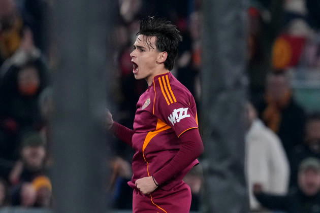Roma™s Niccolo Pisilli celebrates after scoring 3-0 during the Serie A EniLive soccer match between Roma and Cremonese at the Rome s Olympic stadium, Italy - Sunday February 22, 2026 - Soccer ( Photo by Alfredo Falcone LaPresse )  Copyright: xAlfredoxFalcone LaPressex