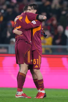 Roma™s Niccolo Pisilli celebrates after scoring 3-0 during the Serie A EniLive soccer match between Roma and Cremonese at the Rome s Olympic stadium, Italy - Sunday February 22, 2026 - Soccer ( Photo by Alfredo Falcone LaPresse )  Copyright: xAlfredoxFalcone LaPressex