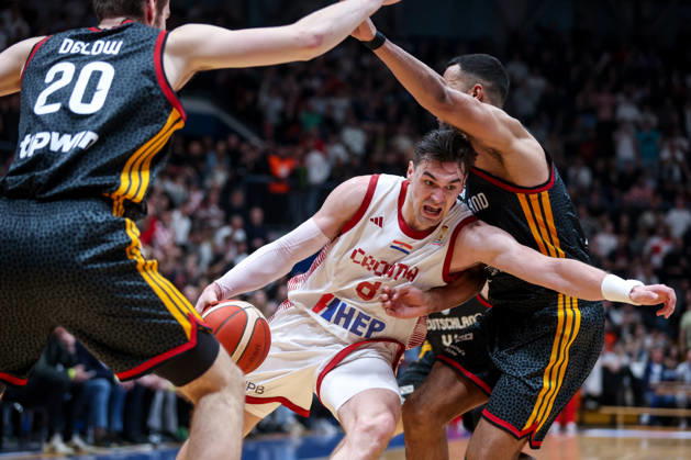 Croatia v Germany: Group E - FIBA World Cup 2026 European Qualifier Mario Hezonja of Croatia drives to the basket during the FIBA Basketball World Cup 2027 Group E European Qualifier between Croatia v Germany at Drazen Petrovic Basketball Center on February 27, 2026 in Zagreb, Croatia, Croatia.  IgorxKralj PIXSELL