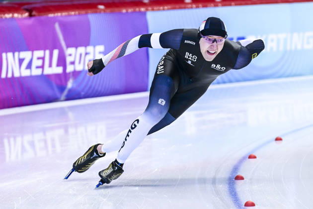 EISSCHNELLLAUF - Finn SONNEKALB (GER) bei der ISU Eisschnelllauf Junioren-Weltmeisterschaft in Inzell über 1.000m der Herren am 28.02.2026, Deutschland, Oberbayern, Traunstein Inzell Max-Aicher-Arena Oberbayern Deutschland
