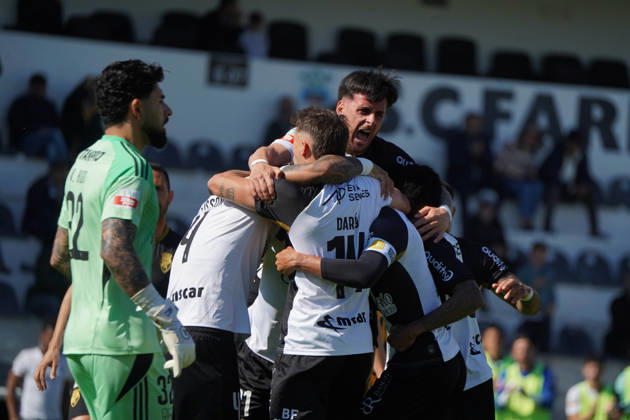 Liga Portugal 2 Meu Super Round 24 football match between SC Farense and Lusitania Lourosa FC, Faro, Portugal Faro, Portugal. 1 st Mar, 2026. Claudio Falcao, SC Farense player, celebrating with teammates Dario Poveda, Bruno Almeida and Alysson the first goal of the match for his team, during the SC Farense 2 - 1 Lusitano Lourosa FC Round 24 match for the football Liga Portugal 2 Meu Super. Nuno Pires Veloso Alamy Live News. Copyright: xNunoxPiresxVelosox