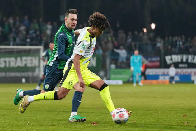 Freitag, 06.03.2026 Saison 2025 2026 25. Spieltag Regionalliga West im Ohlendorf Stadion im Heidewald, Gütersloh, Germany. FC Gütersloh - BV Borussia Dortmund U23. Mathis Albert (BVB)