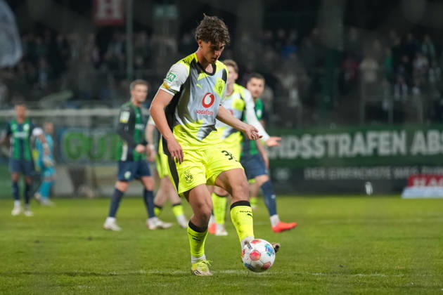 Freitag, 06.03.2026 Saison 2025 2026 25. Spieltag Regionalliga West im Ohlendorf Stadion im Heidewald, Gütersloh, Germany. FC Gütersloh - BV Borussia Dortmund U23. Jonas Feddersen (BVB)