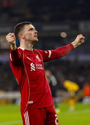 Football - FA Cup - 5th Round - Liverpool FC v Wolverhampton Wanderers FC WOLVERHAMPTON, ENGLAND - Friday, March 6, 2026: Liverpool s Andy Robertson celebrates after scoring the first goal during the FA Cup 5th Round match between Liverpool FC and Wolverhampton Wanderers FC at Molineux. (Photo by David Rawcliffe Propaganda) WOLVERHAMPTON Molineux WEST MIDLANDS ENGLAND Copyright: xPropagandaxPhotoxAgencyx P2026-03-06-Wolves_Liverpool-84