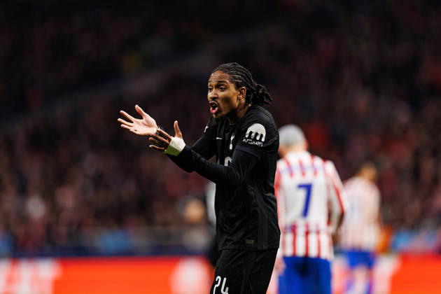 Djed Spence seen during UEFA Champions League round of 16 game between teams of Atletico de Madrid and Tottenham Hotspur Football Club (Joao Gregorio Ball Raw Images) Madrid Riyadh Air Metropolitano Spain Copyright: xJoaoxGregoriox joaogregorio_atletico_tottenham_2526joaogregorio_atletico_tottenham0143