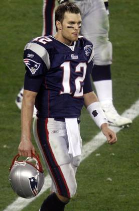 Feb. 3, 2008 - New England Patriots quarterback Tom Brady walks off the field after a 17-14 New York Giants victory in Super Bowl XLII at University of Phoenix Stadium in Glendale, Arizona, on Sunday, February 3, 2008. (Tom Fox MCT) Copyright: xTomxFoxx