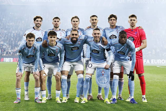Celta team group, Mannschaftsbild, Totale line-up (Celta), MARCH 12, 2026 - Football Soccer : UEFA Europa League Round of 16 1st leg match between RC Celta de Vigo - Olympique Lyonnais at the Estadio Balaidos in Vigo, Spain. Noxthirdxpartyxsales aflo_323269875