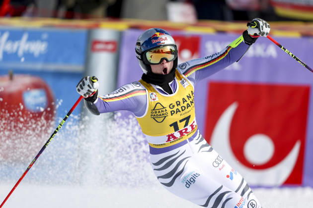 ALPINE SKIING - FIS WC Are ARE,SWEDEN,14.MAR.26 - ALPINE SKIING - FIS World Cup, giant slalom, ladies. Image shows the rejoicing of Emma Aicher (GER).  GEPAxpictures xHaraldxSteiner