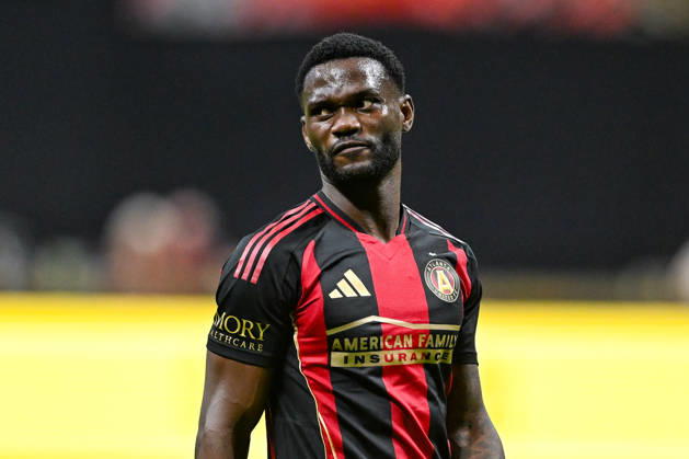 ATLANTA, GA - MARCH 14: Emmanuel Latte Lath 9 of Atlanta reacts during the MLS, Fussball Herren, USA match between the Philadelphia Union and Atlanta United FC on March 14th, 2026 at Mercedes-Benz Stadium in Atlanta, GA. (Photo by Rich von Biberstein Icon Sportswire) SOCCER: MAR 14 MLS Atlanta United vs Philadelphia Union EDITORIAL USE ONLY Icon260314059