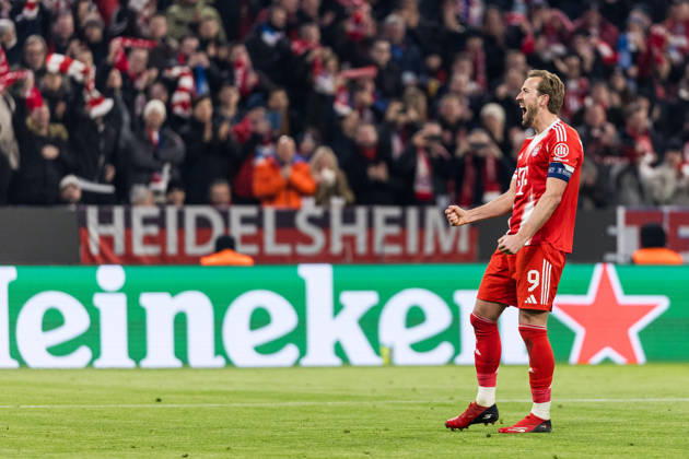 MUNICH GERMANY - MARCH 18: Harry Kane (FC Bayern Muenchen, 9) celebrates scoring the 2:0 goal during the UEFA Champions League match between FC Bayern Muenchen vs. Atalanta Bergamo at Allianz Arena at Round of 16 match of the UEFA Champions League on March 18, 2026 in Munich, Germany. Bavaria Germany Copyright: xSteffiexWunderlx