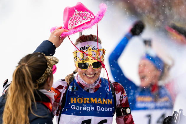 260322 Lisa Theresa Hauser of Austria celebrates after competing in women s 12,5 km mass start during the IBU World Cup on March 22, 2026 in Oslo. Photo: Mathias Bergeld BILDBYRAN kod MB MB1353 skidskytte biathlon skiskyting världscupen ibu world cup masstart mass start dam bbeng kvinner women celebrate jubel Copyright: MATHIASxBERGELD BB260322MB027