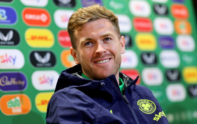 Sport Bilder des Tages Republic of Ireland press conference, PK, Pressekonferenz FAI HQ, Dublin 23 3 2026 Nathan Collins Nathan Collins 23 3 2026 Copyright: x INPHO RyanxByrnex RB2_3797