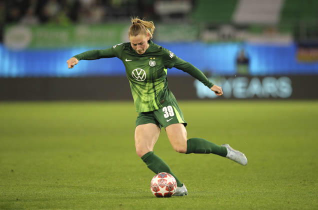 Foto : Sarai LINDER (Wolfsburg) Fussball Championsleague der Frauen am Di. 24.03.2026 Viertelfinale VfL Wolfsburg - Olympique Lyon