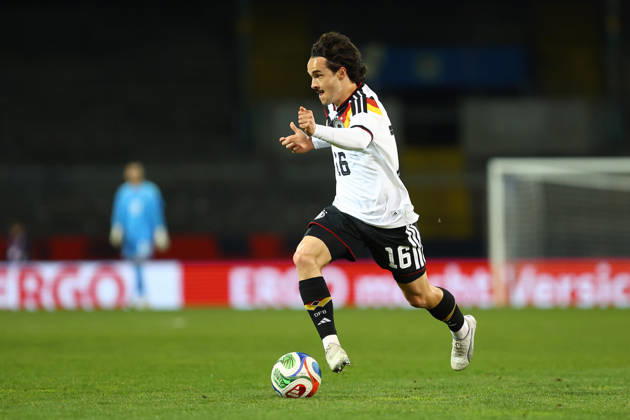16 Mika Baur (Deutschland U21, U 21 Fußball I Junioren I U21-EM-Qualifikation I Saison 2025-2026 I 8. Spieltag I Deutschland U21 - Nordirland U21 I 27.03.2026 I Eintracht-Stadion