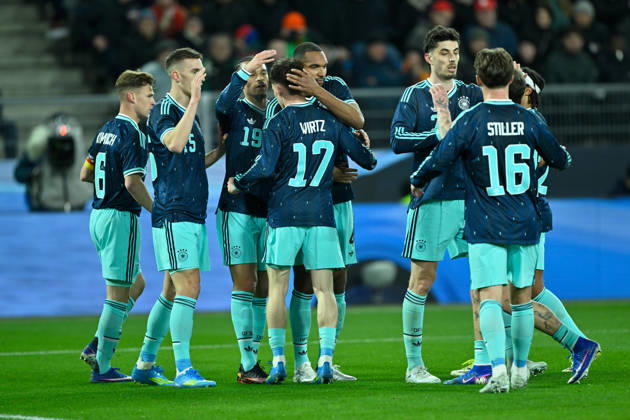 Basel, St.Jakob-Park, 27.03.26, GER, Herren, Laenderspiel: Schweiz - Deutschland Bild: Jonathan TAH (Deutschland) jubelt nach seinem Tor zum 1:1 UEFA regulations prohibit any use of photographs as image sequences and or quasi-video. Basel Schweiz