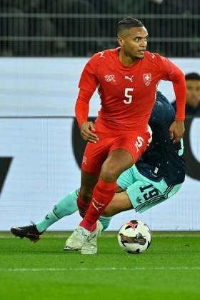 Basel, St.Jakob-Park, 27.03.26, GER, Herren, Laenderspiel: Schweiz - Deutschland Bild: Manuel AKANJI (Schweiz) UEFA regulations prohibit any use of photographs as image sequences and or quasi-video. Basel Schweiz