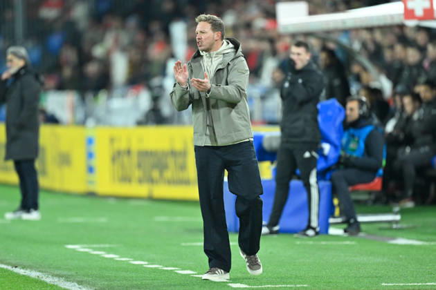 Basel, St.Jakob-Park, 27.03.26, GER, Herren, Laenderspiel: Schweiz - Deutschland Bild: Trainer Julian NAGELSMANN (Deutschland) UEFA regulations prohibit any use of photographs as image sequences and or quasi-video. Basel Schweiz