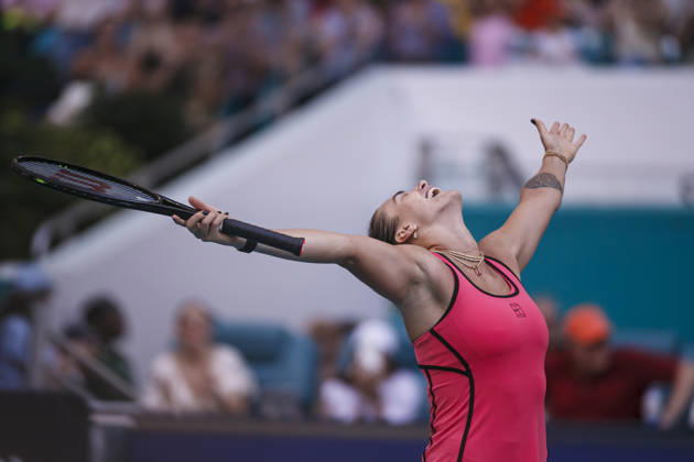 Miami Open Presented by Itau 2026 - March 27 Miami, Florida - March 27: play, react and celebrate during the Women™s Singles Final match between Aryna Sabalenka and Coco Gauff of USA on day 12 of the Miami Open at Hard Rock Stadium on March 27, 2026 in Miami, Florida, United States. Copyright: xLatinxSportxImagesx