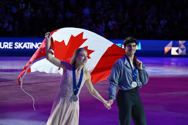 ISU Figure skating, Eiskunstlauf World Championships 2026 in Prague, Czech Republic - 28 Mar 2026 Silver medalists Piper Gilles (L) and Paul Poirier of Canada as seen during the medal ceremony for Ice Dance competition at the ISU Figure Skating World Championships 2026 at the O2 Arena. ISU Figure Skating World Championships 2026 takes place from 24th to 29th of March in Prague, Czech Republic. Prague Czech Republic Copyright: xTomasxTkacikx xSOPAxImagesx 20260328-isu-dance-31